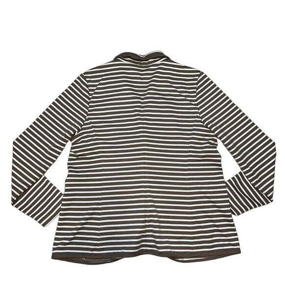 Investments Womens Blazer Suit Jacket Striped Stretch Brown White 18 - Picture 5 of 8